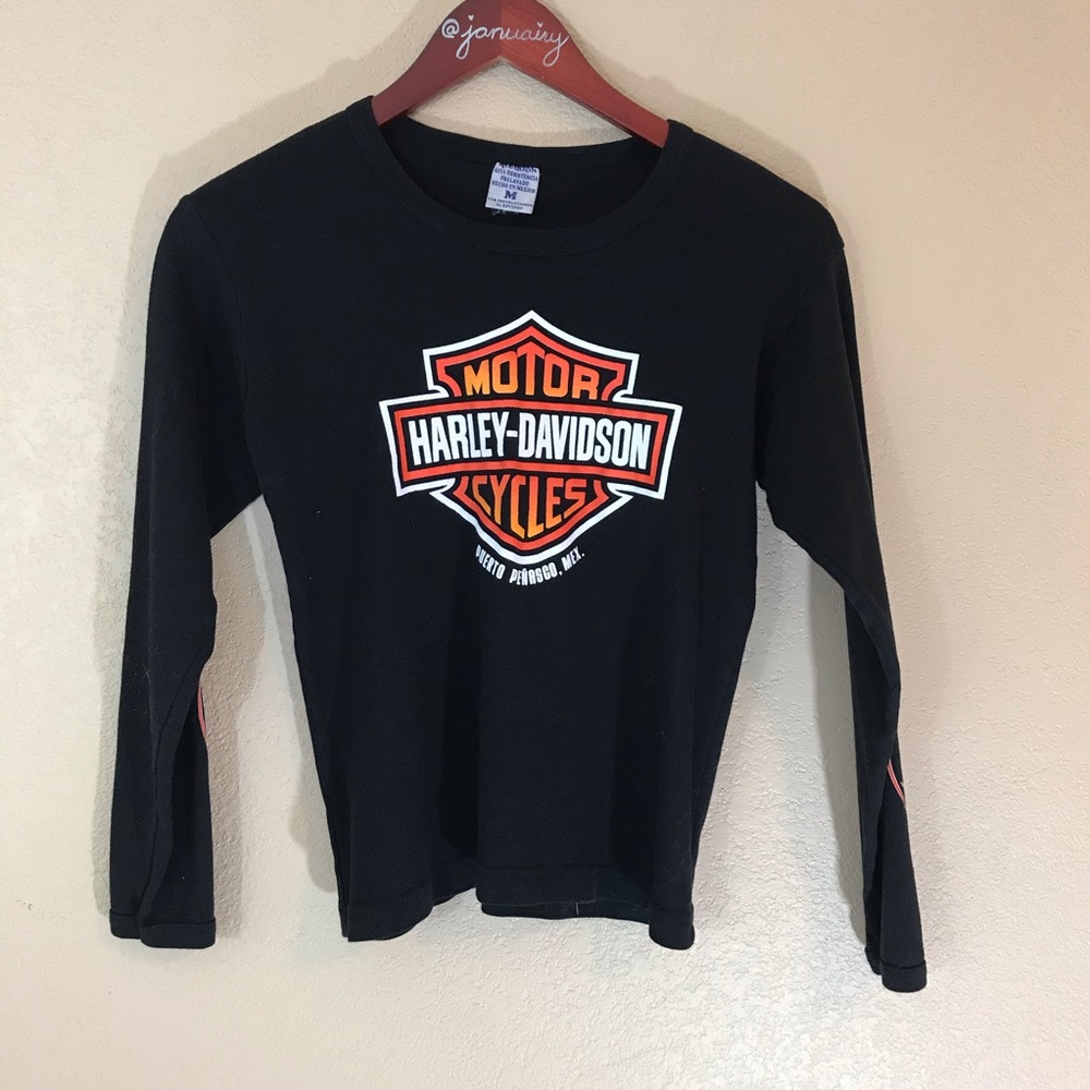 Motorcycle style logo long sleeved shirt bootleg
